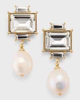 推荐14k Gold-Plated Crystal and Pearl Drop Earrings商品