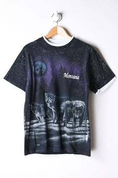推荐Vintage 90s Montana Night Wolves T-Shirt商品