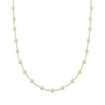 Ross-Simons | Ross-Simons Bezel-Set CZ Station Necklace in 18kt Gold Over Sterling 5.6折起, 独家减免邮费