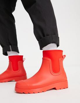 商品ASOS DESIGN chelsea wellington boot with scuba detail in red图片