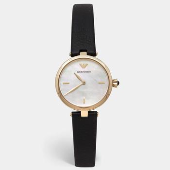 [二手商品] Emporio Armani | Emporio Armani Mother of Pearl Gold Plated Stainless Steel Leather Arianna AR11200 Women's Wristwatch 32 mm商品图片,7.8折