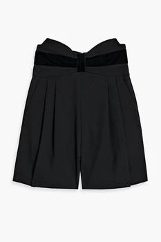 推荐Bow-detailed pleated twill shorts商品