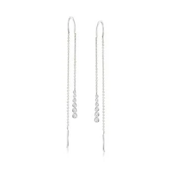 Ross-Simons | Ross-Simons Bezel- Set Diamond Threader Earrings in Sterling Silver 7.6折, 独家减免邮费