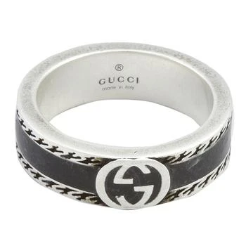 Gucci | Interlocking G Sterling Silver And Black Enamel Ring,商家Jomashop,价格¥1489