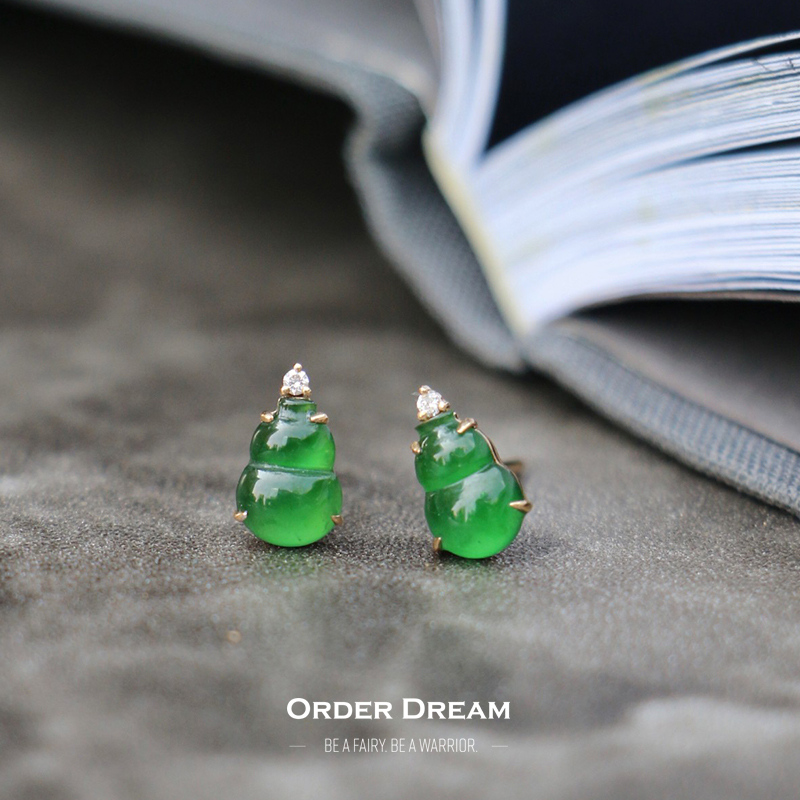 商品Order Dream | 18k金钻石翡翠耳钉（预订款一周发货）,商家Order Dream,价格¥1590图片