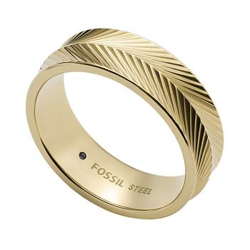推荐Sadie Linear Texture Gold-tone Stainless Steel Band Ring商品