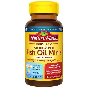 商品Nature Made | Extra Strength Burp Less Omega 3 Fish Oil 1400 mg Minis,商家Walgreens,价格¥172图片
