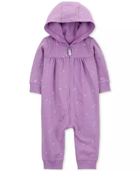 Carter's | Baby Girls Heart-Print Cotton French-Terry Hooded Jumpsuit,商家Macy's,价格¥180