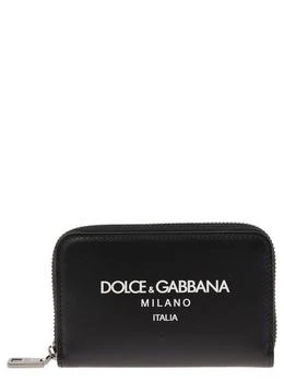 Dolce & Gabbana | Black Card-Holder with Zip and Logo Print in Leather Man,商家Baltini,价格¥1988