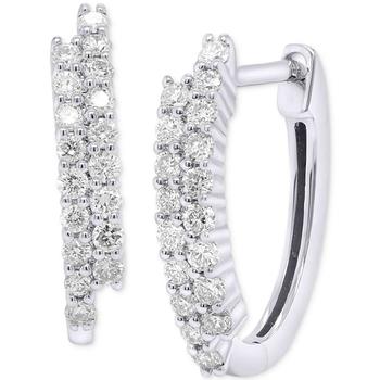 the row帆布鞋, Forever Grown Diamonds | Lab-Created Diamond Asymmetric Two Row Hoop Earrings (1/2 ct. t.w.) in Sterling Silver商品图片 额外7折, 额外七折