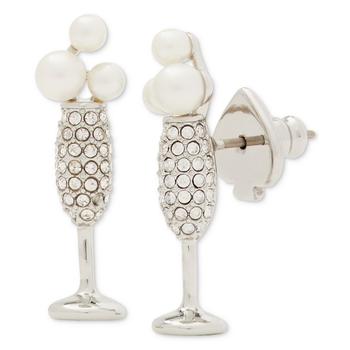 Kate Spade | Silver-Tone Cheers to That Imitation Pearl Champagne Stud Earrings商品图片,