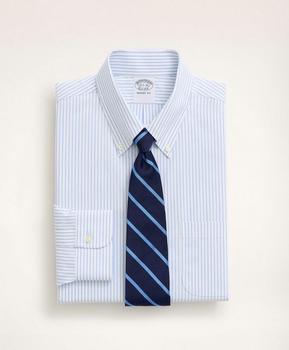 布克兄弟 衬衫, Brooks Brothers | Stretch Regent Regular-Fit Dress Shirt, Non-Iron Poplin Button-Down Collar Pencil Stripe商品图片 