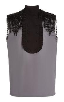 Prada | Prada - Women's Beaded Cotton Poplin Bib-Front Shirt - Moda Operandi商品图片,