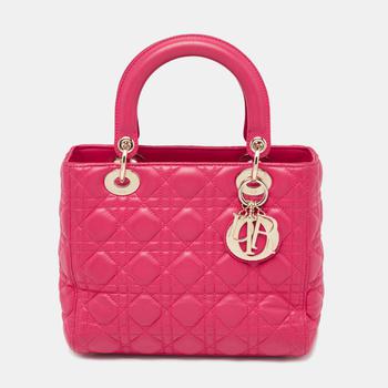 迪奥托特包, [二手商品] Dior | Dior Pink Cannage Leather Medium Lady Dior Tote商品图片 6.7折, 满1件减$100, 满减