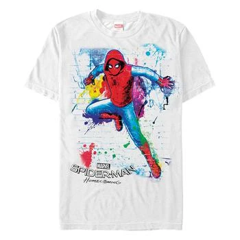 推荐Marvel Men's Spider-Man Homecoming Neon Painted Brick Wall Pose Short Sleeve T-Shirt商品