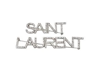 Saint Laurent Crystal-Embellished Logo Brooch