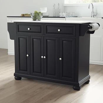 Crosley Furniture | Alexandria Stone Top Full Size Kitchen Island/Cart Black/White,商家Premium Outlets,价格¥5443