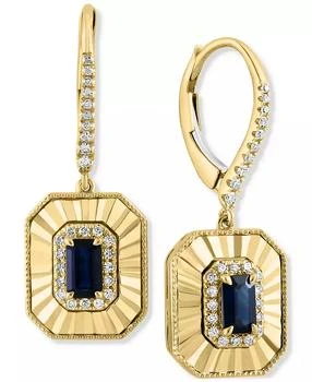 Effy | EFFY® Sapphire (3/4 ct. t.w.) & Diamond (1/4 ct. t.w.) Leverback Drop Earrings in 14k Gold,商家Macy's,价格¥8660