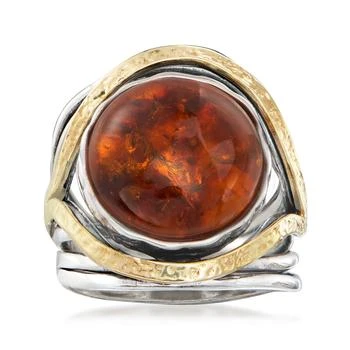 Ross-Simons | Amber Cabochon Ring in Sterling Silver With 14kt Yellow Gold,商家Premium Outlets,价格¥1978