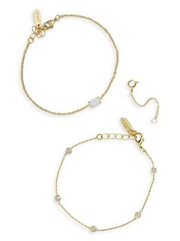 商品18K Gold-Plated, Opal & Crystal Dainty Bracelet Set图片