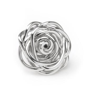 商品Men's Sterling Silver Rhodium Plated Rose Lapel Pin图片