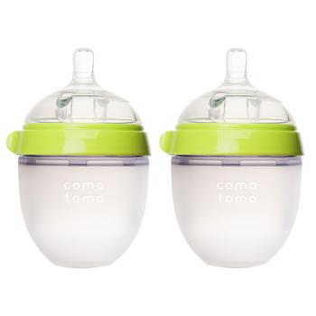 商品婴儿宽口硅胶妈妈奶瓶 绿色 150ml 两只装图片