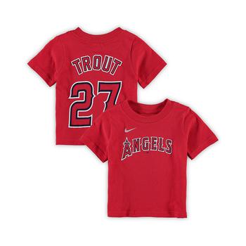 迈克达威代购, NIKE | Infant Boys and Girls Mike Trout Red Los Angeles Angels Player Name and Number T-shirt商品图片 