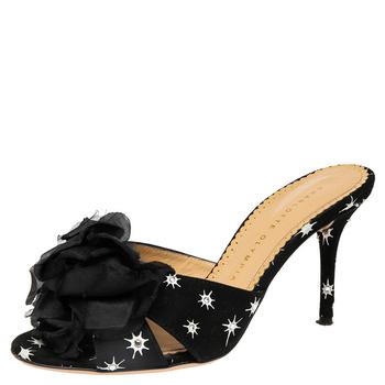 Charlotte Olympia, [二手商品] Charlotte Olympia | Charlotte Olympia Black Suede Crystal Embellished Bow Sandals Size 37.5商品图片 2.4折