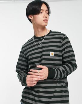 Carhartt WIP | Carhartt WIP merrick stripe long sleeve top in green商品图片,