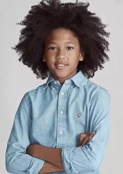 商品Ralph Lauren | Boys 8-20 Indigo Cotton Chambray Shirt,商家Belk,价格¥395图片