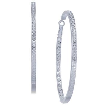 Essentials | Extra Large Silver Plated Crystal In and Out Large Hoop Earrings商品图片,2.5折
