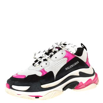 巴黎世家鞋多少钱, [二手商品] Balenciaga | Balenciaga Pink Mesh And Leather Triple S Clear Sole Platform Sneakers Size 39商品图片 3.4折, 满1件减$100, 满减
