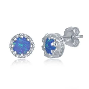 Classic | Sterling Silver Blue Opal Stud Earrings,商家My Gift Stop,价格¥117