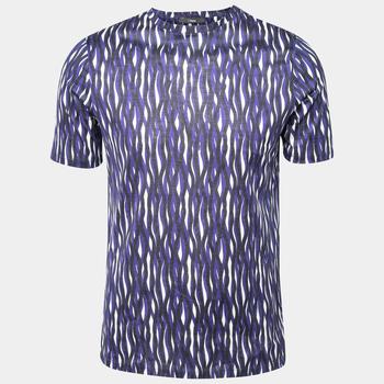 推荐Z Zegna Purple Printed Cotton Short Sleeve Round Neck T-Shirt M商品