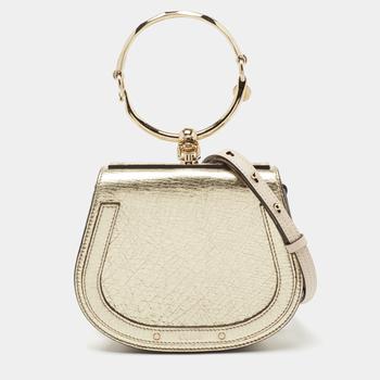chloé包怎么选, Chloé | Chloe Gold Leather Small Nile Bracelet Shoulder Bag商品图片 