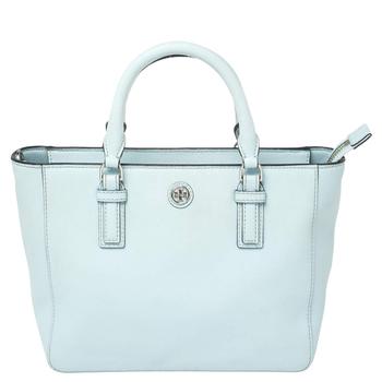 了解tory burch robinson, [二手商品] Tory Burch | Tory Burch Sky Blue Leather Mini Robinson Tote商品图片 3.4折