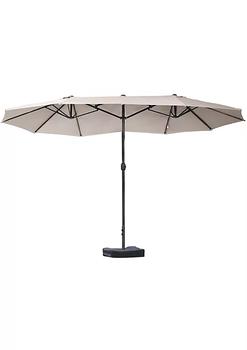 商品Outsunny | 15' Steel Rectangular Outdoor Double Sided Market Patio Umbrella with UV Sun Protection and Easy Crank Coffee,商家Belk,价格¥1552图片