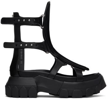 rick owens tractor, Rick Owens | Black Tractor Spartan Sandals商品图片 额外8.5折, 额外八五折