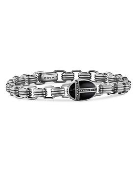 商品Men's Sterling Silver Cairo Onyx & Black Diamond Bracelet图片
