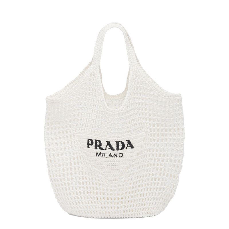 Prada | 【预售3-7天】PRADA/普拉达 22新款 女士白色酒椰纤维解构式廓形单肩手提托特包1BG424_2A2T_F0009_V_OOO商品图片,7.9折, 包邮包税