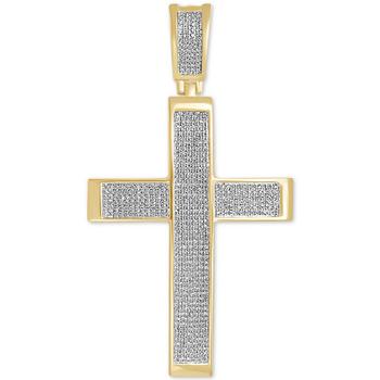 Macy's | Diamond Pavé Cross Pendant (1 ct. t.w.) in 14k Gold-Plated Sterling Silver商品图片,独家减免邮费