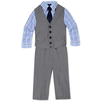 Nautica | Baby Boys Sharkskin Suit Vest, Pants, Shirt and Tie, 4 Piece Set,商家Macy's,价格¥244