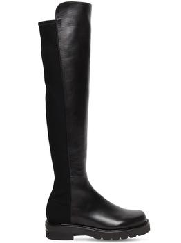 stuart weitzman 5050, Stuart Weitzman | 30mm 5050 Lift Leather & Gabardine Boots商品图片 额外8.5折, 额外八五折