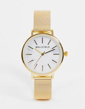 推荐Bellfield classic mesh bracelet watch in gold商品
