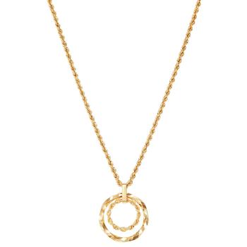 商品Macy's | Textured Double Circle 18" Pendant Necklace in 10k Gold,商家Macy's,价格¥3288图片