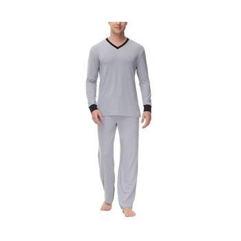 商品INK+IVY | Men's Heat retaining Two Piece V-Neck & Lounge Pants Pajama Set,商家Macy's,价格¥458图片