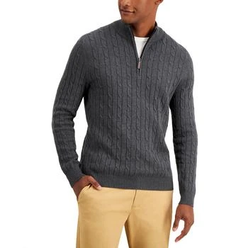 �推荐Men's Cable Knit Quarter-Zip Cotton Sweater, Created for Macy's商品