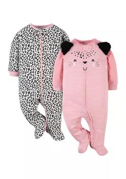 嘉宝北京, Gerber | Baby Girls Leopard Footies - 2 Pack商品图片 4.2折