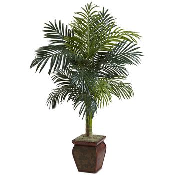 商品NEARLY NATURAL | 4.5' Golden Cane Palm Tree with Decorative Planter,商家Macy's,价格¥1274图片