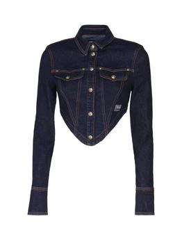 Versace | Versace Jeans Couture Long-Sleeved Cropped Denim Shirt 5.5折